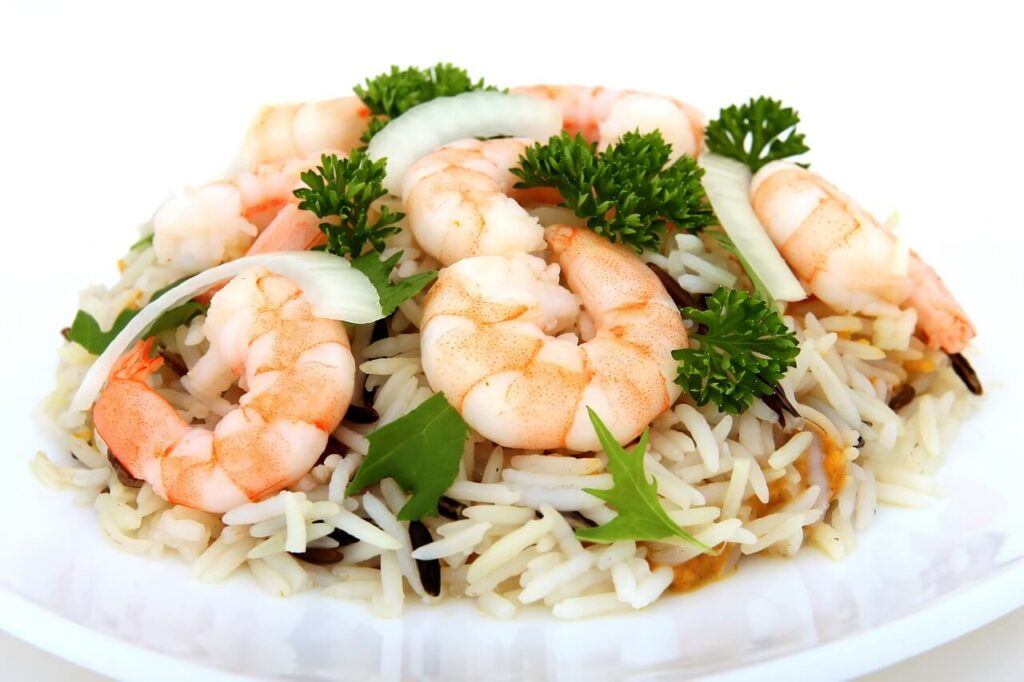 Креветки с рисом