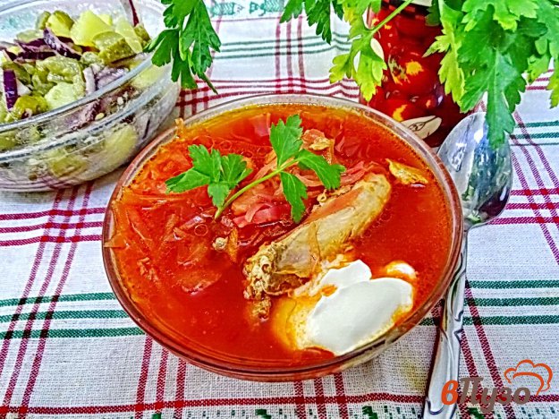 Борщ на куриных желудках и крыльях 1