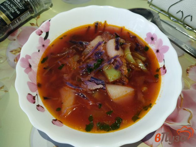 Борщ с краснокачанной капустой 1