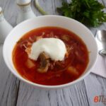 Борщ со свининой и вареной свеклой