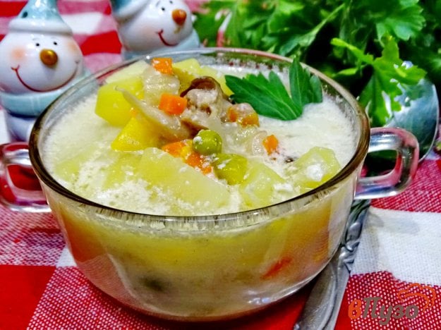 Грибной суп с мексиканской смесью и сметаной