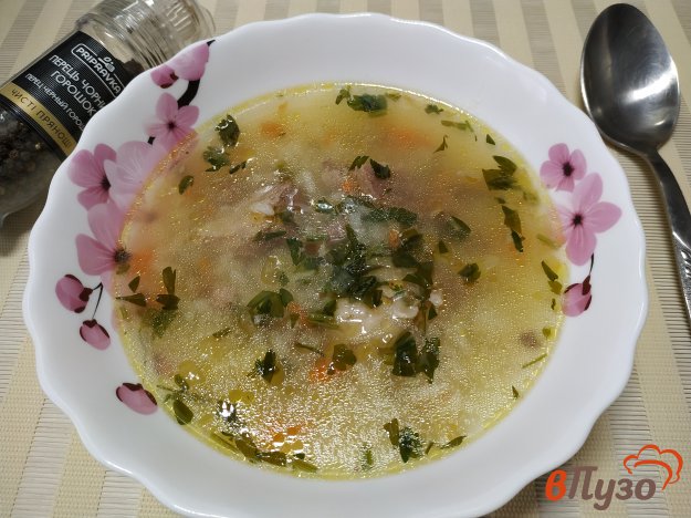 Рисовый суп со свиной тушенкой