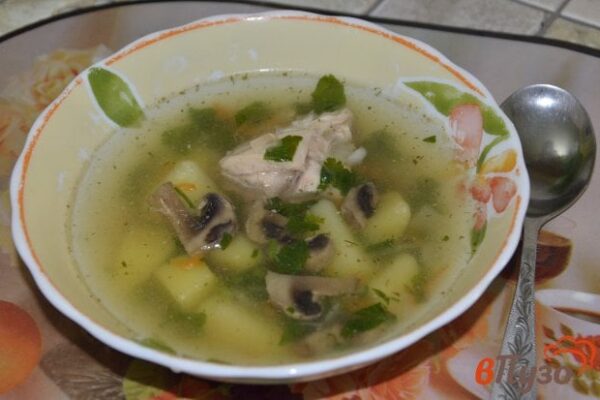 Суп из курицы с шампиньонами