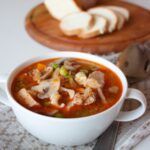 Суп из свинины с грибами и горошком