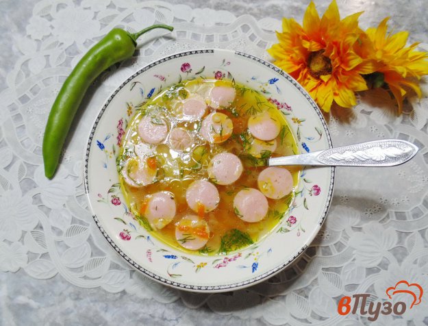 Суп с булгуром и сосисками
