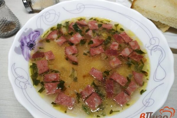 Суп с вермешелью и копченой колбасой